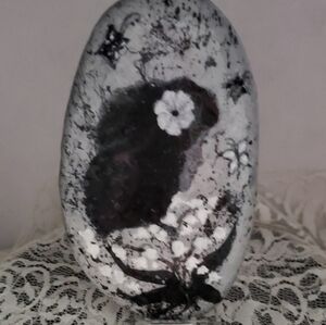 ~Carla~ by Lona Handmade pretty black and white Silhouette Lady with Hair Flower